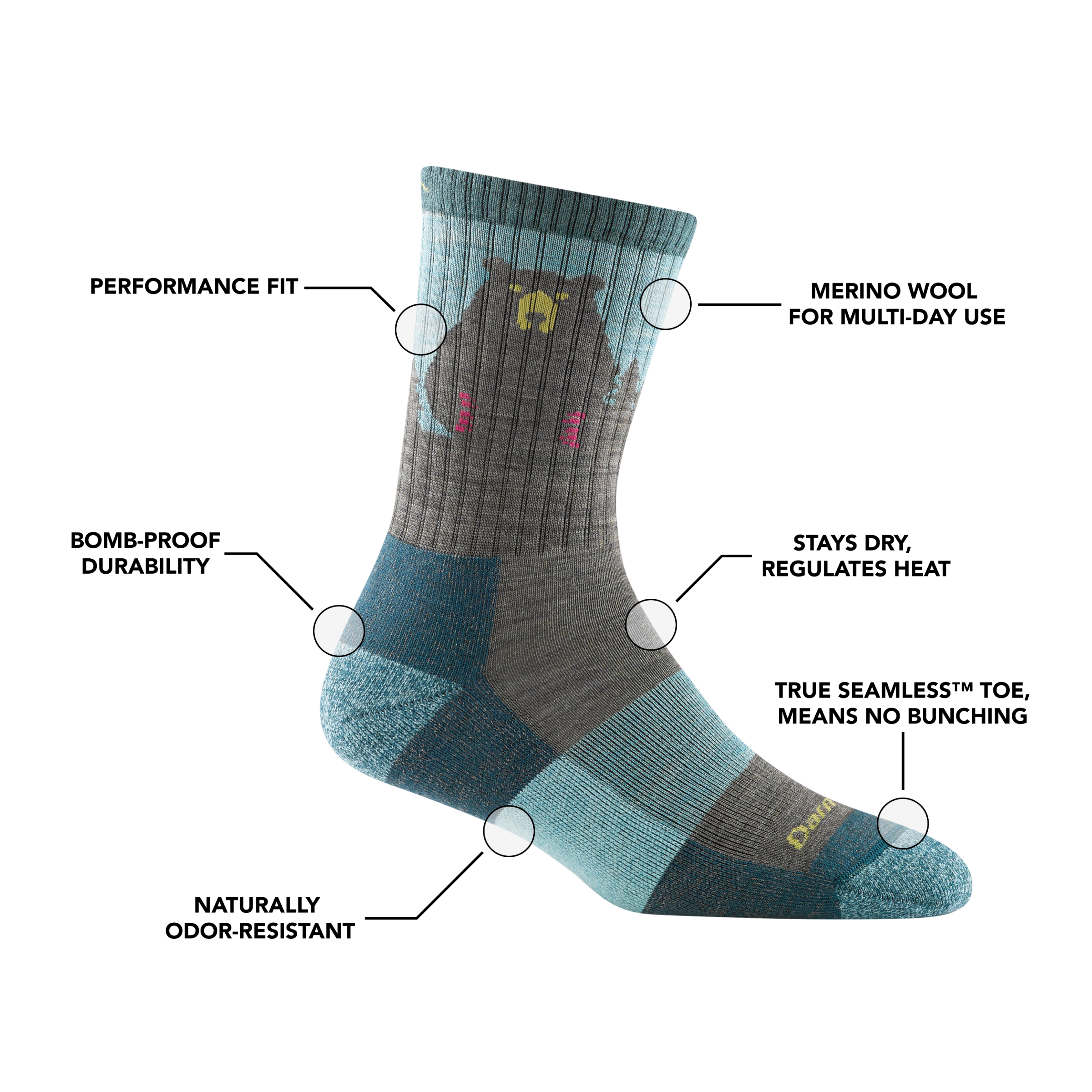 Women's Bear Town Micro Crew Lightweight Hiking Socks - Image 14